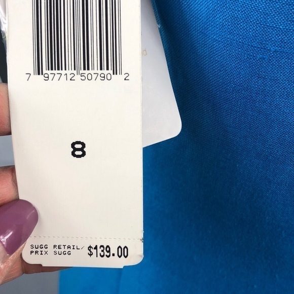 Jones New York Linen Dress l Size 8 TURQUOISE LINEN DRESS l 0977 - Picture 4 of 5